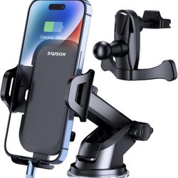 Car Phone Holder Mount, for Car Dashboard Windshield Air Vent 3 in 1 Black