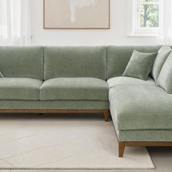 Brand New Olive Green Mid-Century Modern Style Sectional Sofa