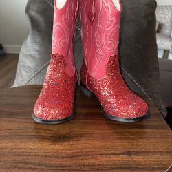 Motasha Red Glittery  Little Girls Cowboy Boots Size 12