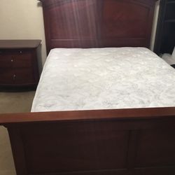 Queen Size Bed With End Table And Free Mattress