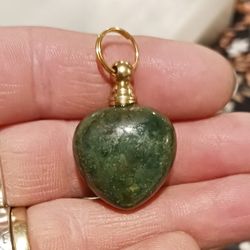 Indian Agate Heart Perfume Bottle Pendant 