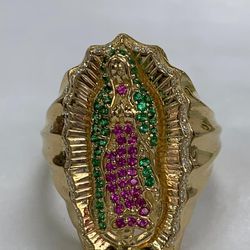 18 K Gold Virgen Marry Ring . Aniño De 18k De La Virgen Maria 