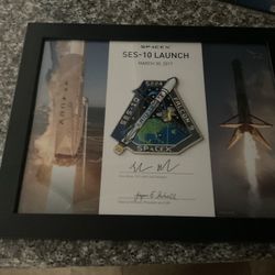 Space X Falcon 9 Sets-10 Mission Patch, On Frame W/ Photo & Facsimile Signature 