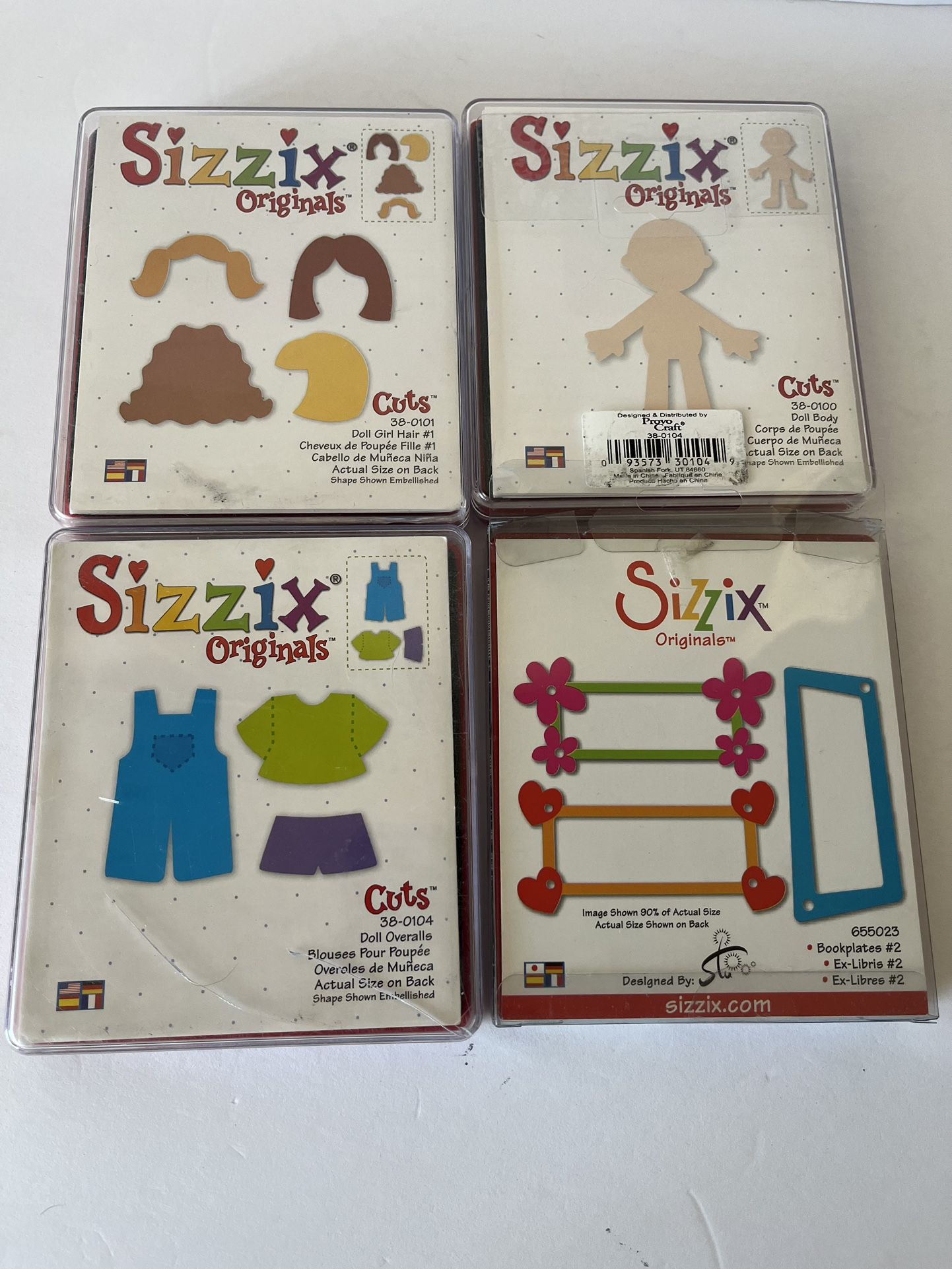 Sizzix Originals Die Cuts Lot Of 4 Doll Body-Doll Girl Hair- Doll Overalls- Bookplates 