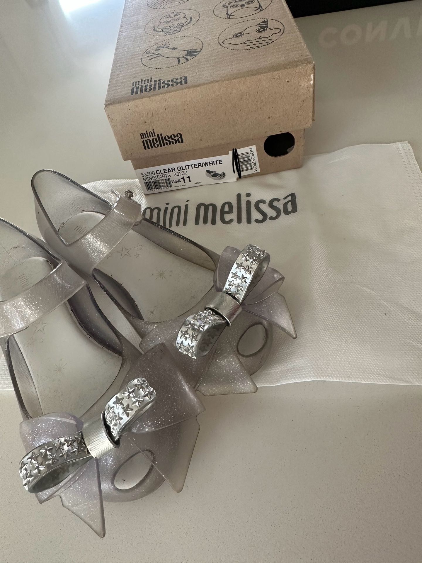Mini Melissa Clear Glitter Girls Shoes