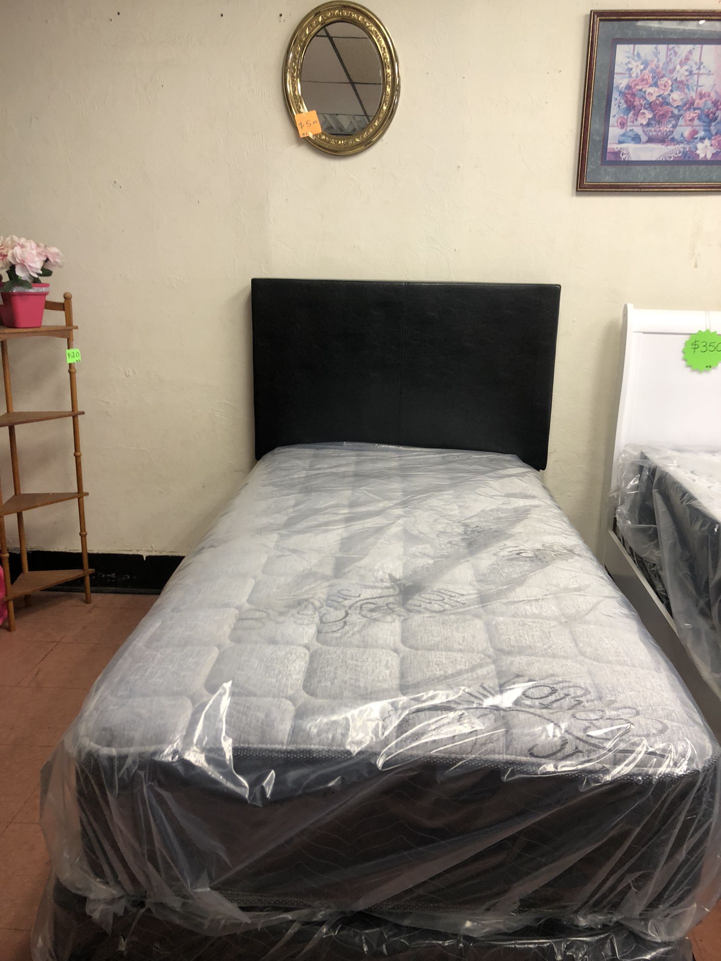 New Twin Size Bed Frame With New Mattress And Boxspring Included