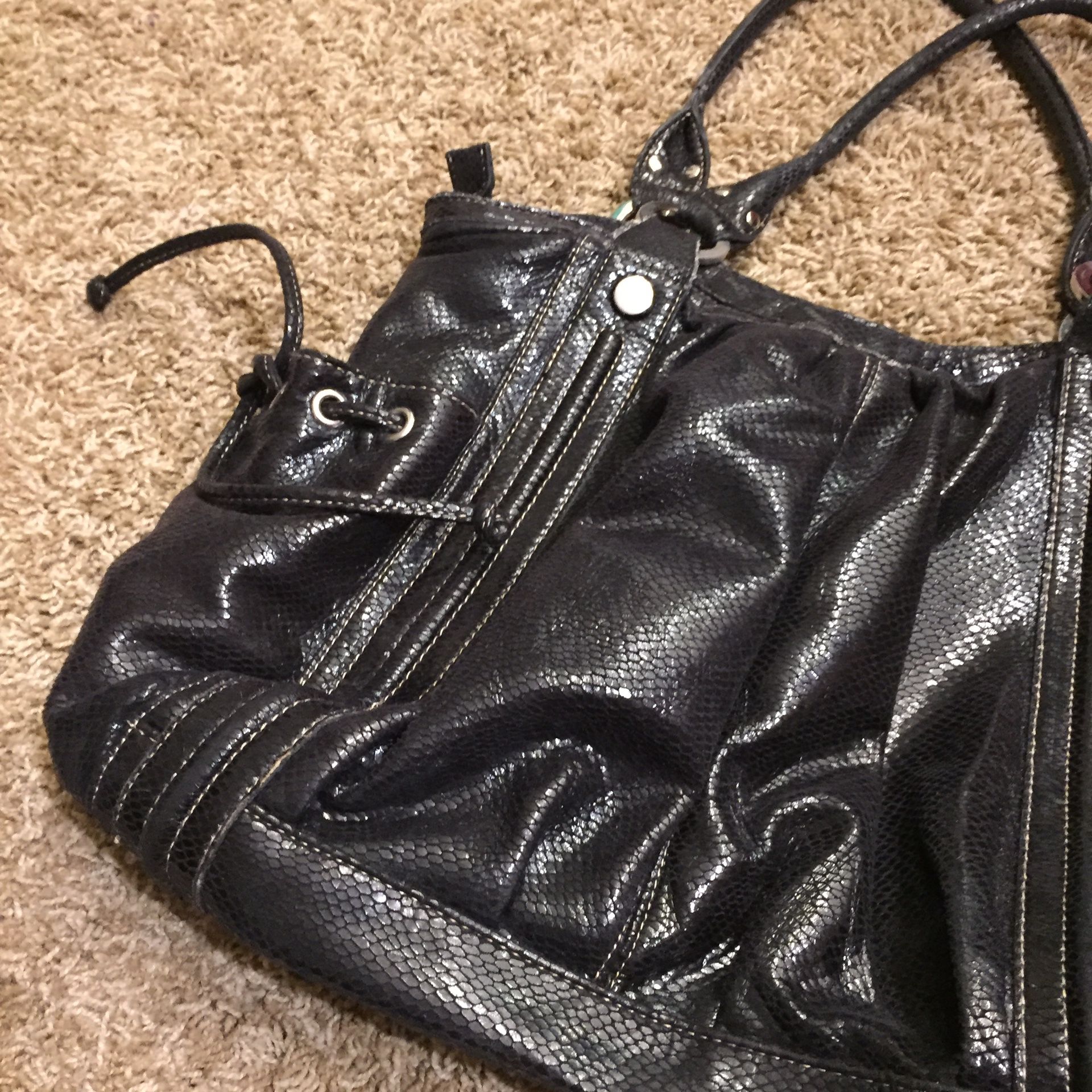 Style & co handbag shoulder purse black leather
