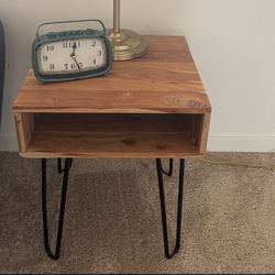 Solid Wood And Iron End Table 