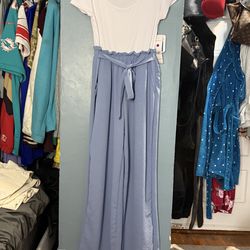 Blue & White Just B Jumpsuit – Size Small – Stylish One Piece