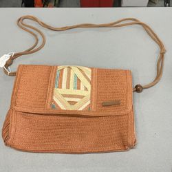 Orange Woven Straw Handbag