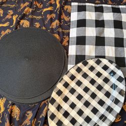 Farmhouse Buffalo Plaid How Decor Dining Placemats Set Of 7 Table Runner And Serving Glass Plate Platter 