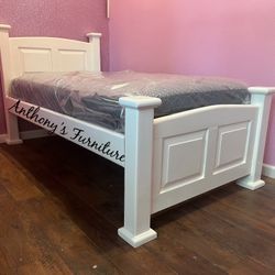 New White Twin Bed With Mattress 