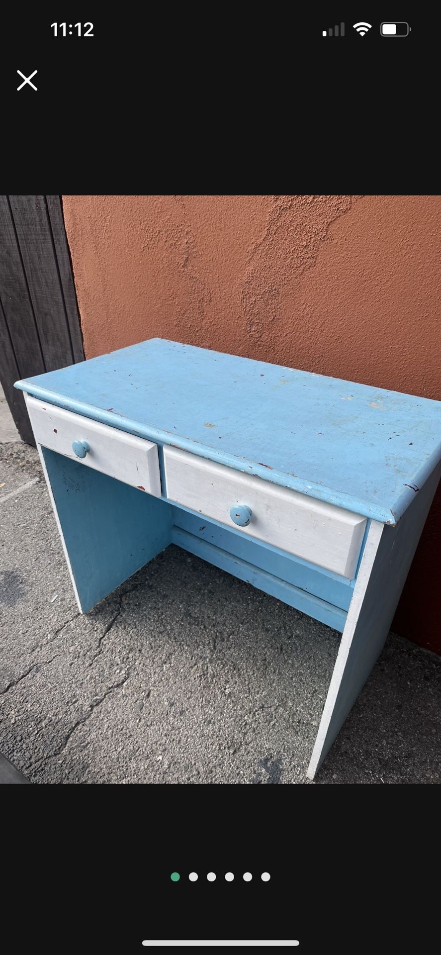 Small sky, blue secretary desk