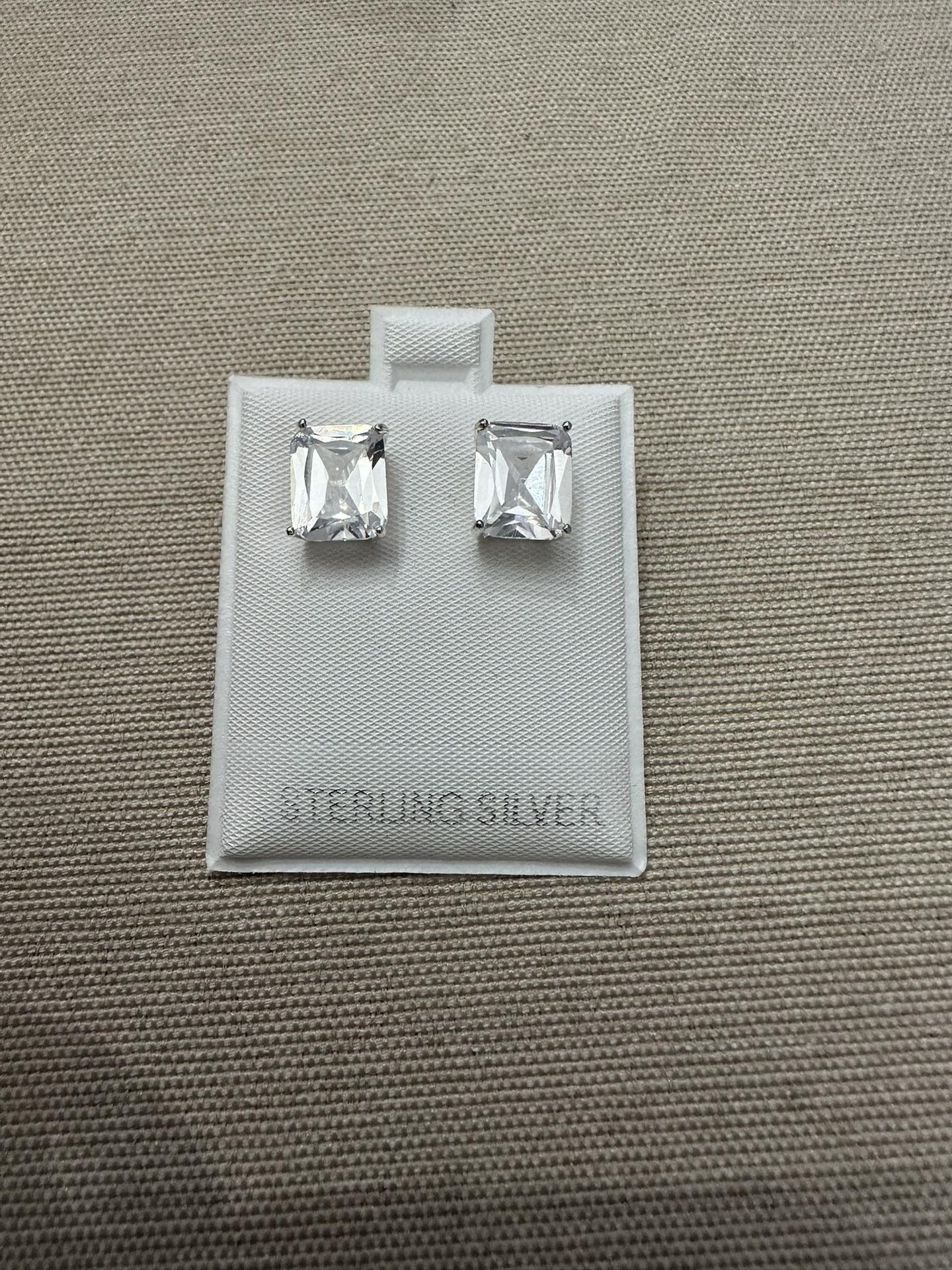 Sterling Silver 925 CZ 8mm Emerald Cut