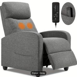 Fabric Grey Recliner With Massage