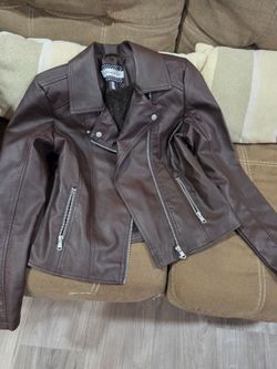 Chocolate brown jacket.