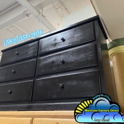 Six Drawer Black Pinewood Tocador Chest Dresser New Cajonera 