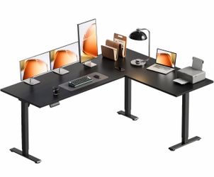 63” Reversible L Shaped Electric Standing Desk
