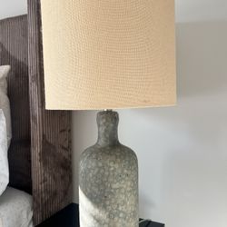 Two Very Nice Earthy Green, Tall Lamps 