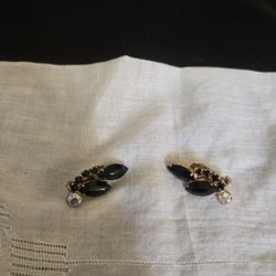 Juliana Vintage Black Crystal Earrings 