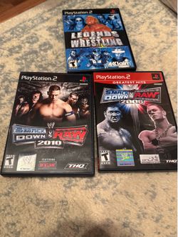 PS2 WWE Wrestling Game Lot of 3 - SmackDown vs Raw 2006 2010 Legends CIB Tested