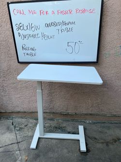 Overbed Hospital Rolling Table Adjustable Height