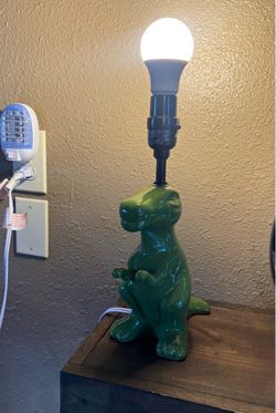 Green ceramic T-Rex lamp
