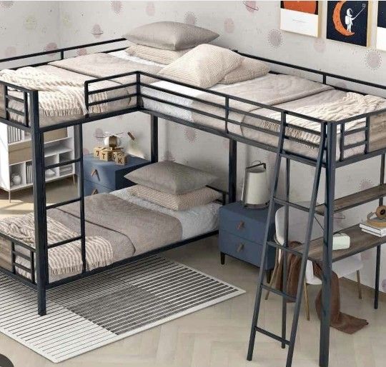 Triple Bunk Bed With Desk