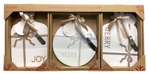 Member's Mark Holiday Ceramic Serving Board with Spreader 3-in-1 Gift Set
