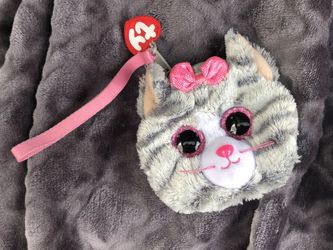 Ty Kitty Cat plush doll purse with zipper and pink bow in hair! Valentine’s Day gift idea! Wristlet Kiki fashion $5 sale! 🥳😍