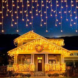 360LED Warm White Icicle String Lights 29.5ft 60 drops