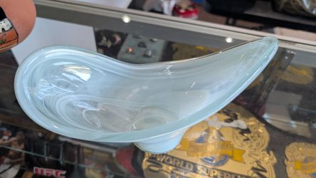 Vintage Murano Hand Blown Light Blue Art Glass Sculptural Centerpiece Bowl Decor