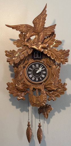 BRITON Cuckoo Clock Eagle, Bird, Nest, Fern Leaves