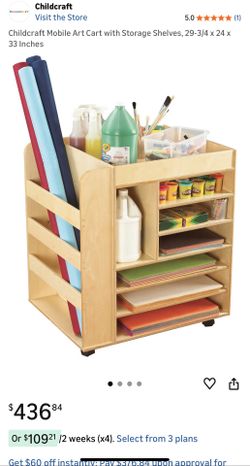 Childcraft Mobile Art Cart with Storage Shelves, 29-3/4 x 24 x 33 Inches