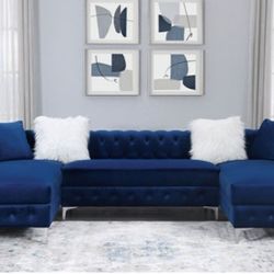 Brand New Plush Navy Blue Sectional Sofa (Ottoman Sold Separately)