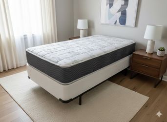 New twin mattress and box spring 2 pc bed frame is not included