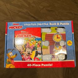 Mickey Mouse Book With Puzzle New In Box 