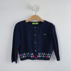 Toddler Girls Cardigan Size 3-4T Color Navy, Girls Sweater Button Down Cardigan