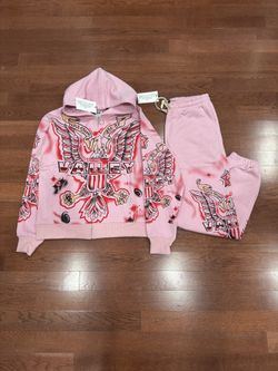 Pink Vale Flag Zip Up Hoodie and Pants Set