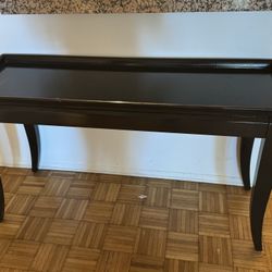 Dark Wood Console Table – Curved Legs & Raised Edge  