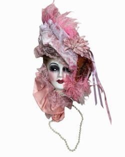 Unique Creation Signed Numbered Porcelain Wall Mask Feather Art Deco Decor