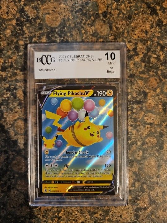flying pikachu v pokemon card Flying Pikachu V Gold Foil Pokemon Card with Top Loader MINT CONDITION