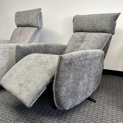 Modern Swivel Recliner Chair w/ Adjustable Headrest – Gray