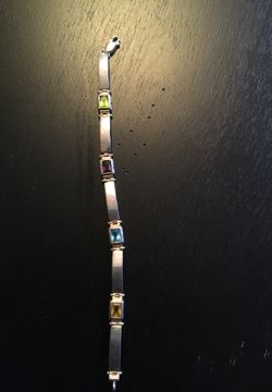 Multi color stone silver bracelet