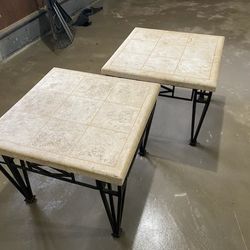 Set Of 2 Stone Top End Tables