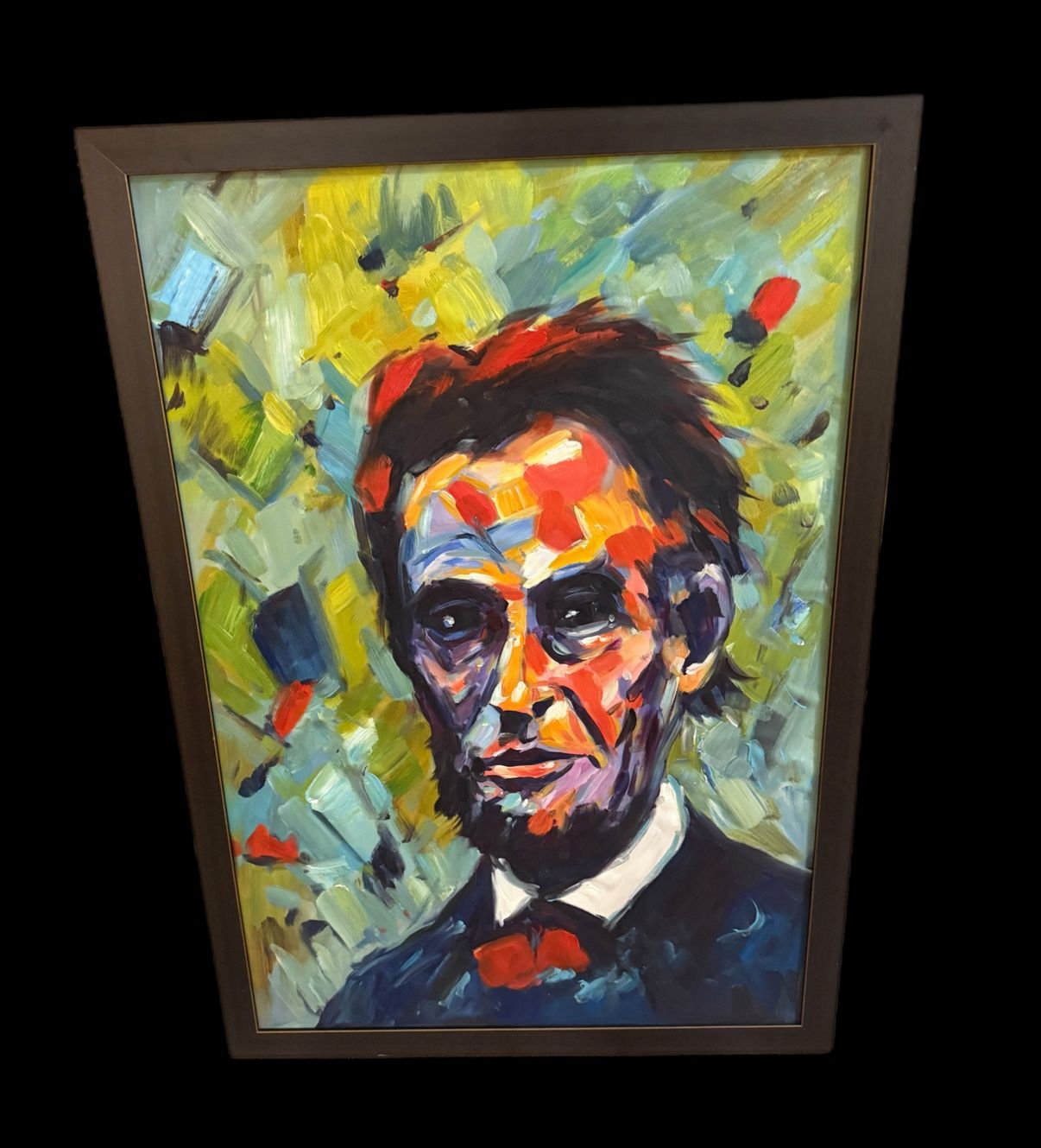 Abraham Lincoln mid-century modern art hand painted Fine Arts 41x27 