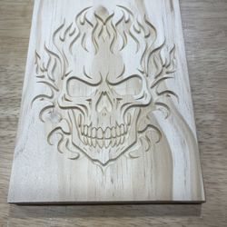 Flaming Skull Carving