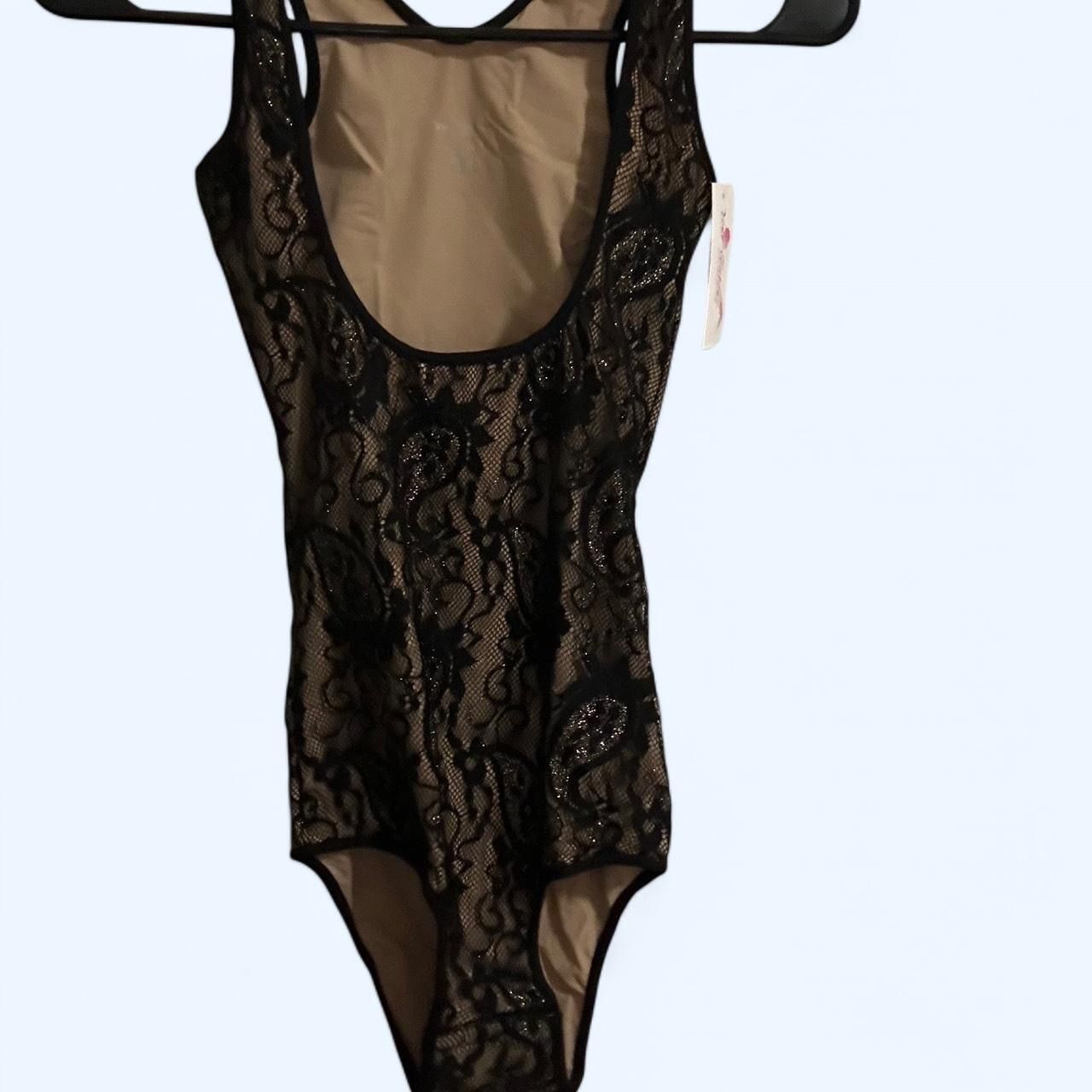 Nude and black lace bodysuit