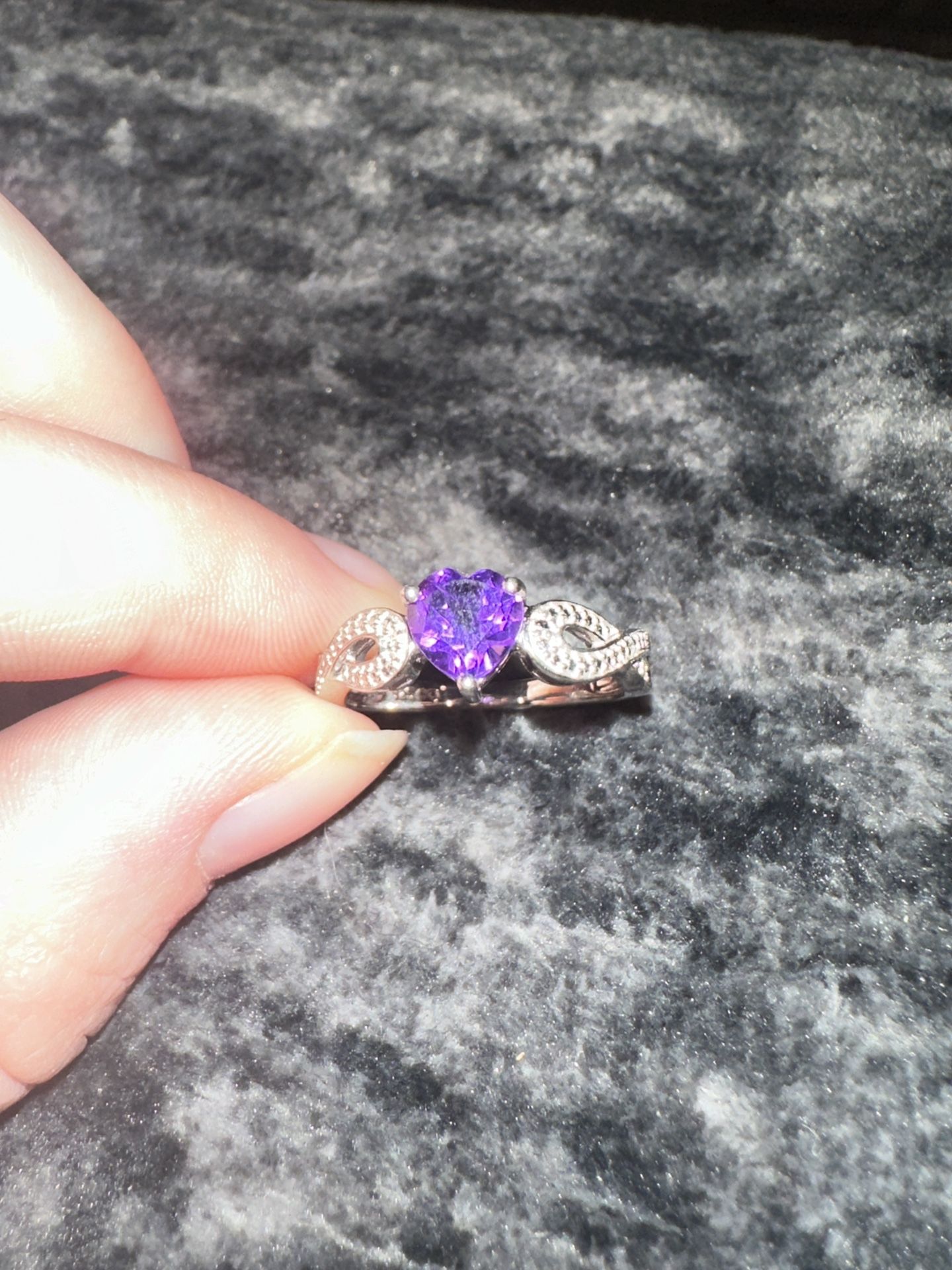 Heart Shaped Ring From Kay Jewelers (Sterling Silver With A Purple Stone)