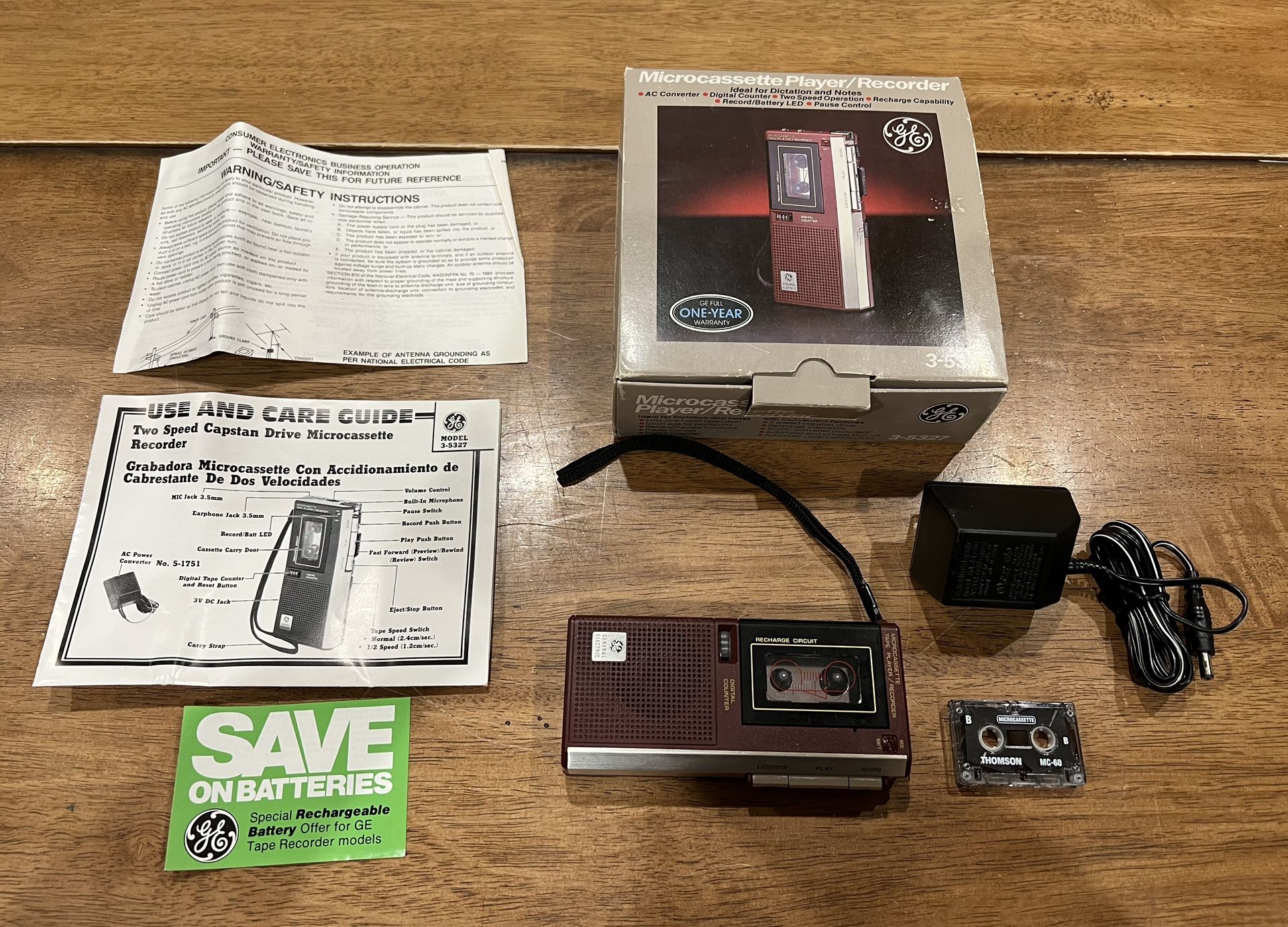 General Electric GE Micro Cassette Tape Player Recorder #3-5327 Read Disc